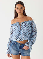 Tedara Top - Blue Mocha Dot