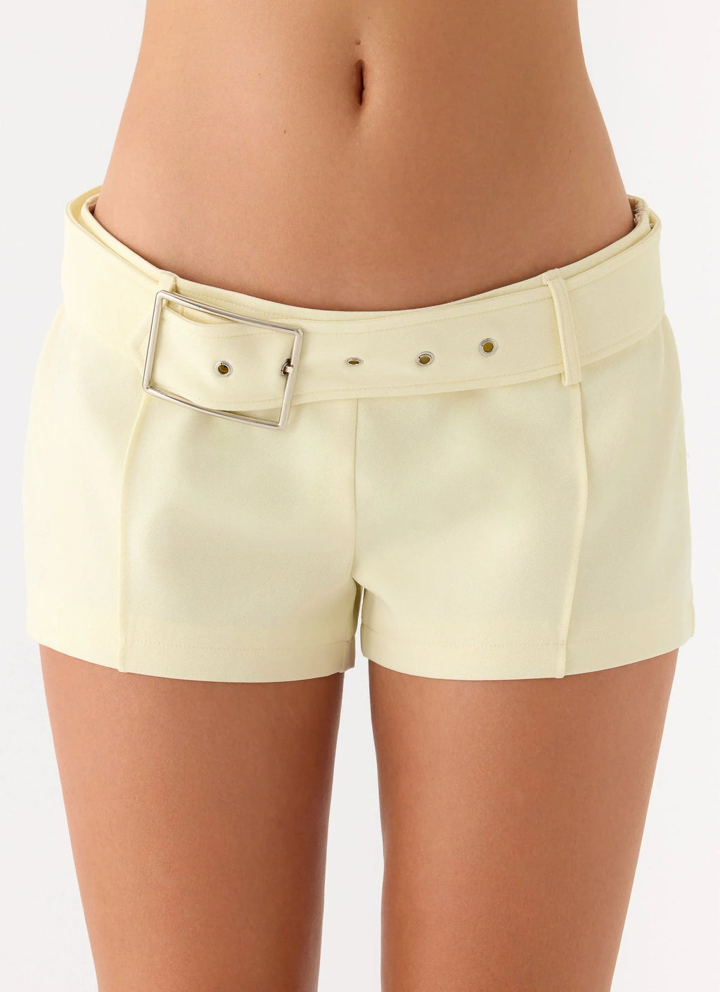 Favourite Moment Belt Mini Shorts - Pale Yellow