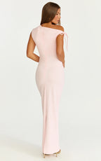 Belle Maxi Dress - Tie Shoulder Detail Dress in Pink