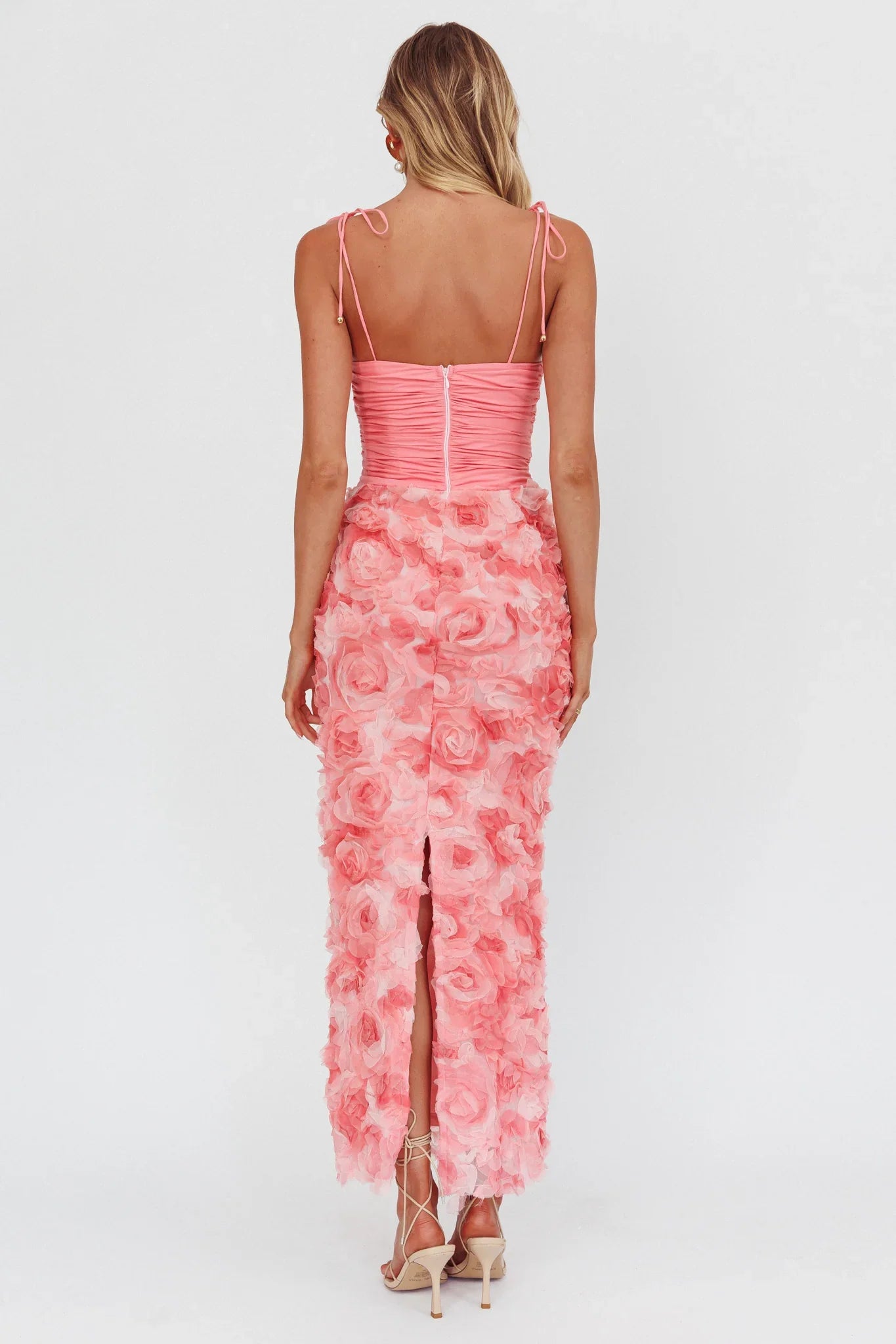 Love & Honor Textured Floral Maxi Dress Pink