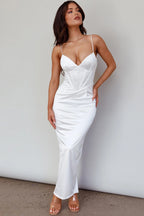 Seraya Lace-Up Back Dress White