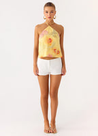 Bliss Beaded Halter Top - Floral Beaded