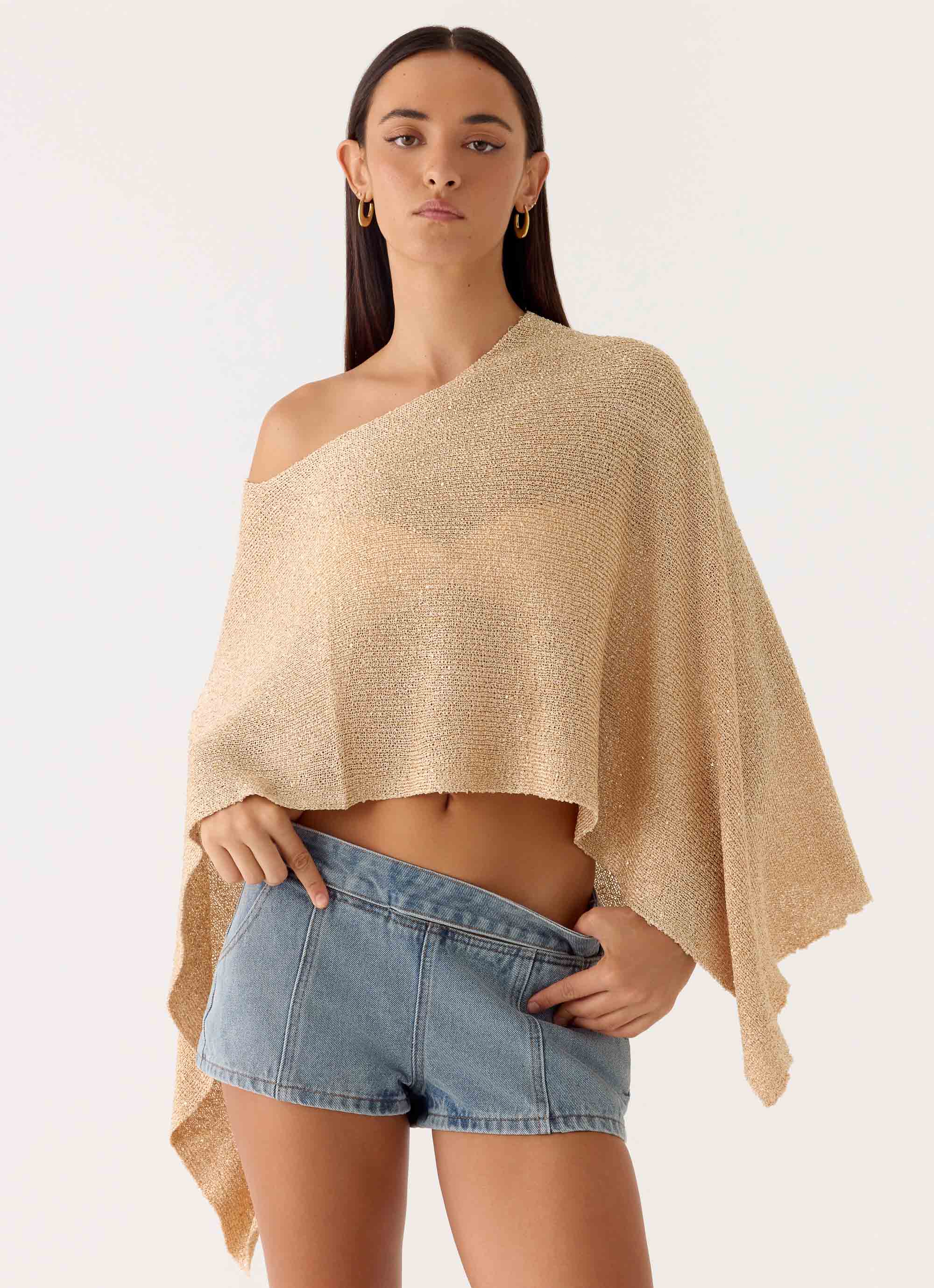 Zaire Infinity Multiway Knit Cape - Shimmer Gold