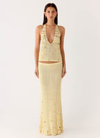 Adelaida Beaded Crochet Maxi Skirt - Yellow