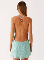 Keela Sequin Mini Dress - Mint Sage