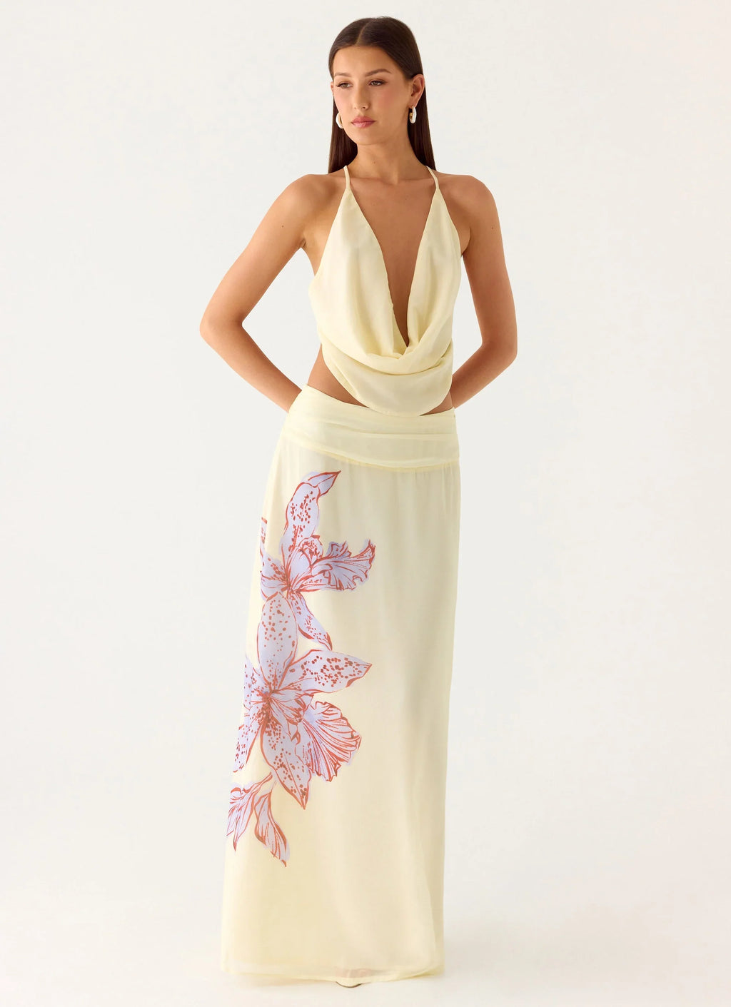 Blushing Bloom Maxi Skirt - Violet Blossom