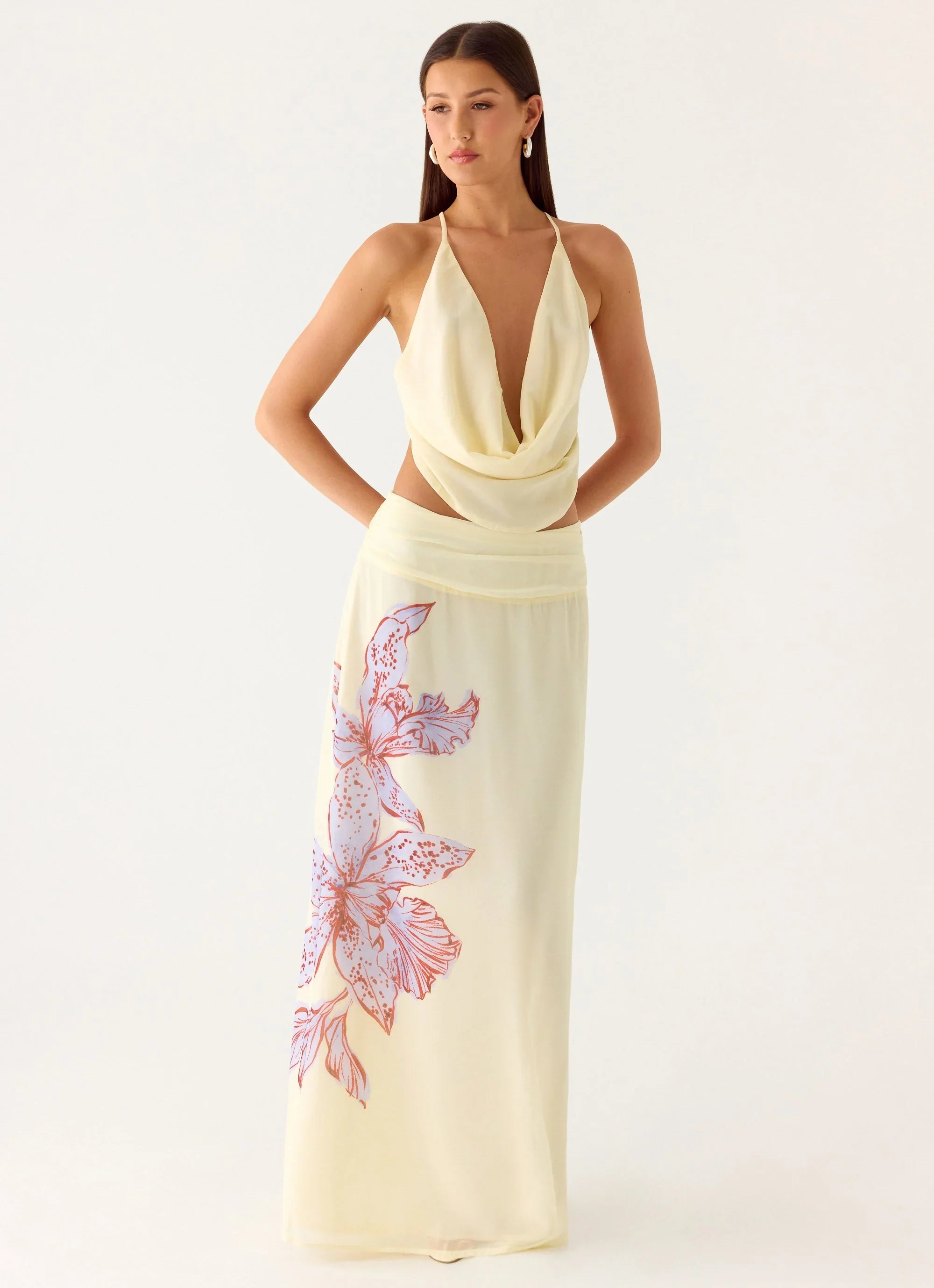 Blushing Bloom Maxi Skirt - Violet Blossom
