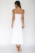 Vacay Pintuck Pleat Midi Dress White