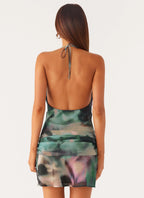 Cyna Cowl Mini Dress - Sea Splash