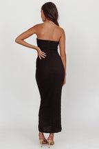 Horizon Strapless Textured Midi Dress Black