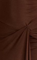 Rosalie Mini Dress - Tie Front Bodycon Wrap Dress in Chocolate