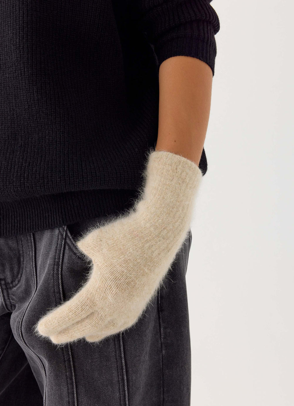 Stormy Weather Knit Gloves - Cream