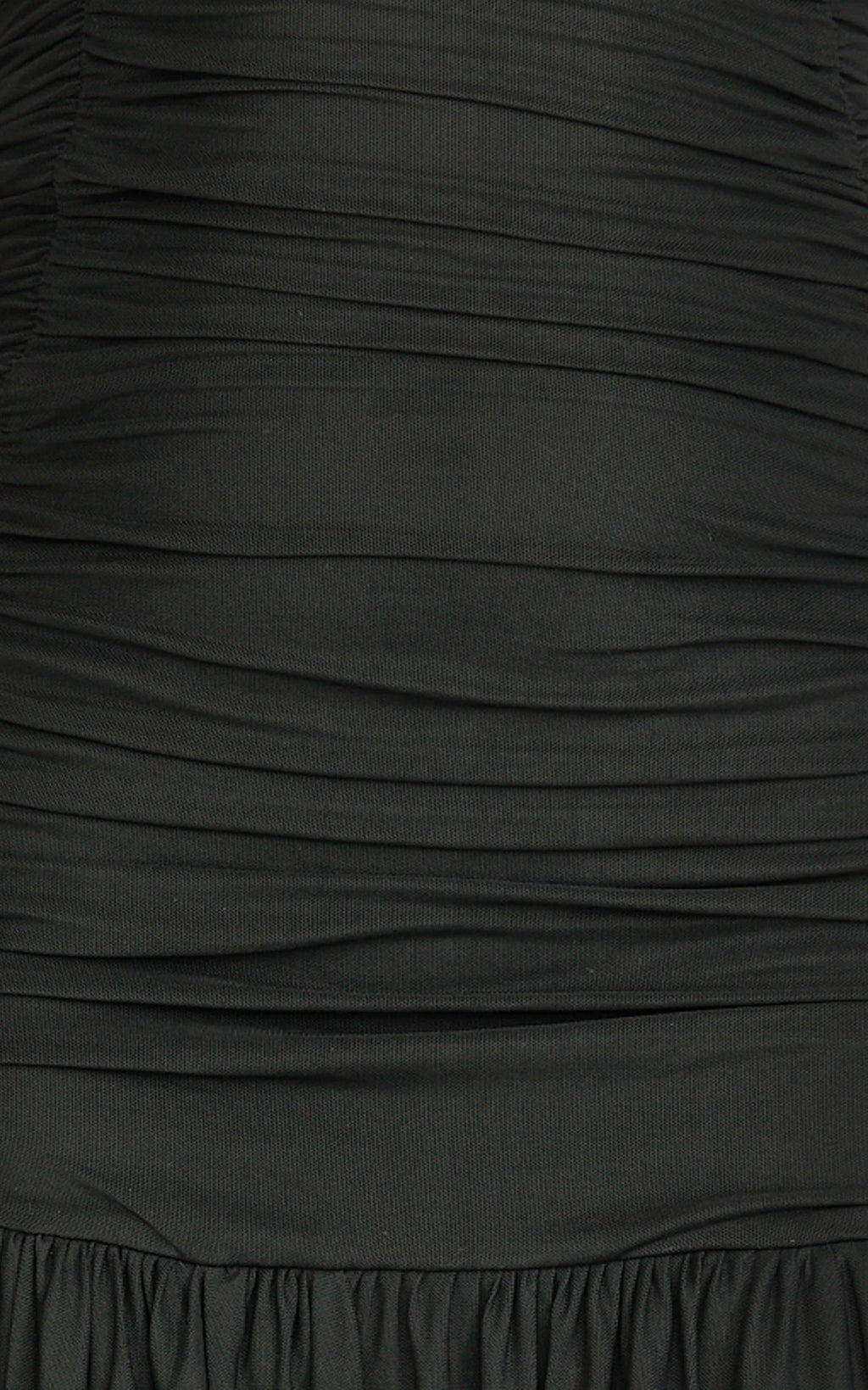 Marguerite Maxi Dress - Strapless Ruched Mesh High Leg Split Dress in Black