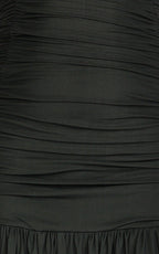 Marguerite Maxi Dress - Strapless Ruched Mesh High Leg Split Dress in Black