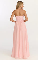 Penny Maxi Dress - Strapless Corset Bodice Floral Embellished Dress in Soft Pink