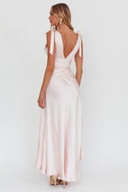 Aquila Tied Shoulder High-Low Hem Dress Blush