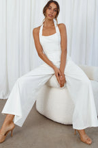 Remember This Halterneck Wide Leg Jumpsuit White
