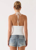 Roll Out Halter Top - White