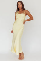 Eros Asymmetric Cowl Neck Maxi Dress Butter