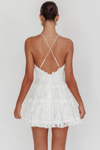 Laney Low Back Cami Strap Dress Lace White