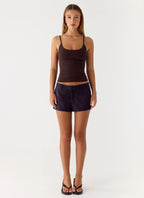 Delong Low Rise Linen Shorts - Black
