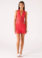 Calissa Haltherneck Mini Dress - Coral