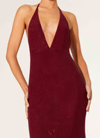 Keliese Beaded Maxi Dress - Burgundy