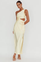 Abloom One Shoulder Satin Maxi Dress Butter