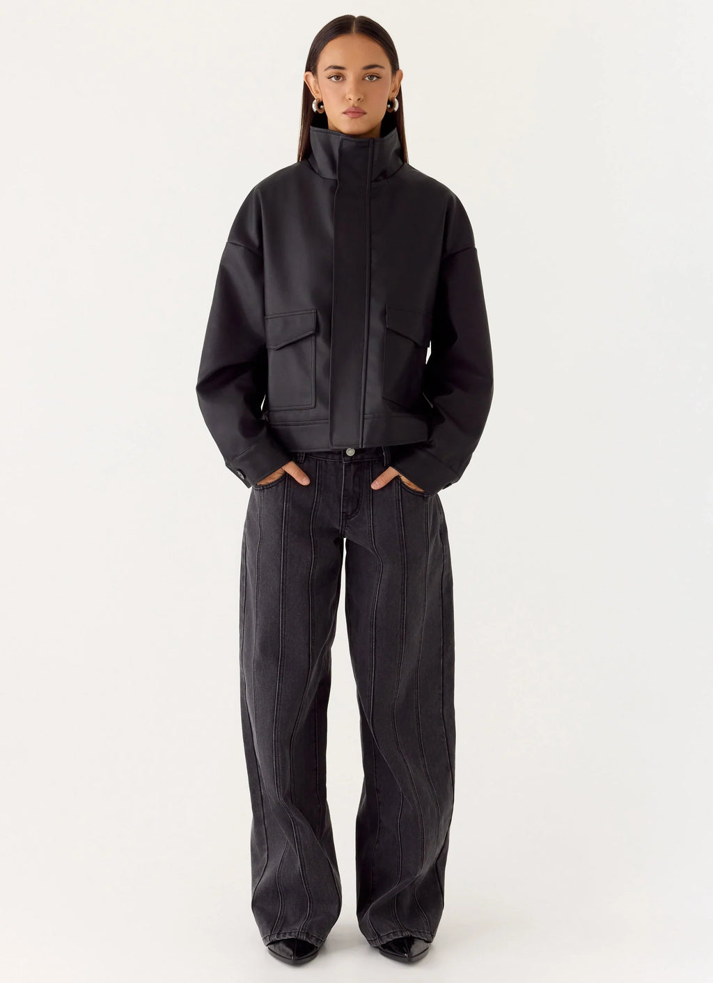 James PU Bomber Jacker - Black