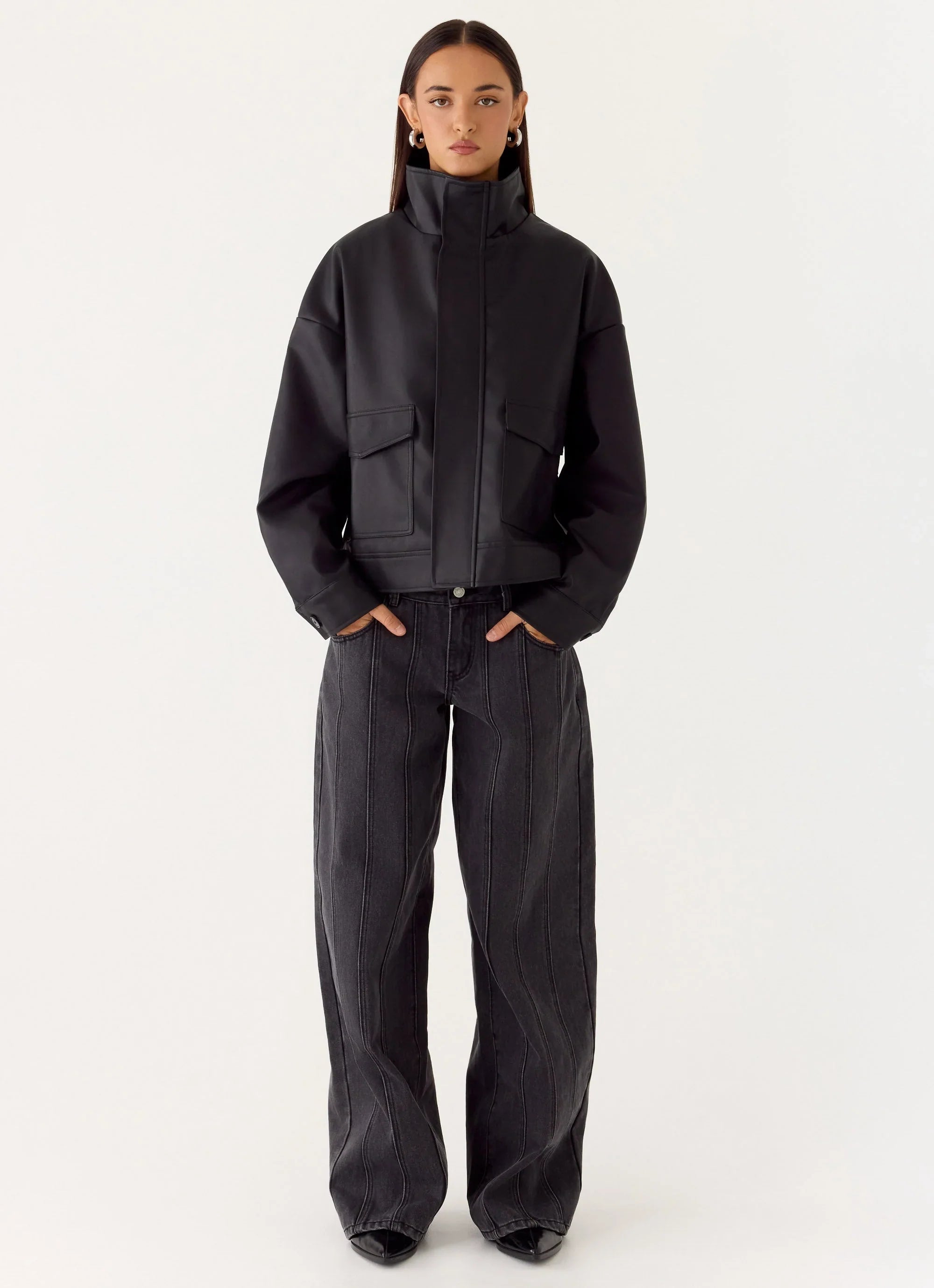 James PU Bomber Jacker - Black
