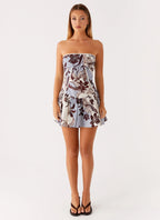 Larnie Linen Mini Dress - Bluewood Blossom