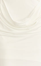 Heath Maxi Dress - Scoop Halter Neck With Drape Front Skirt Back Split Dress in Off White