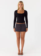 Get No Sleep Mini Skort - Black Polkadot
