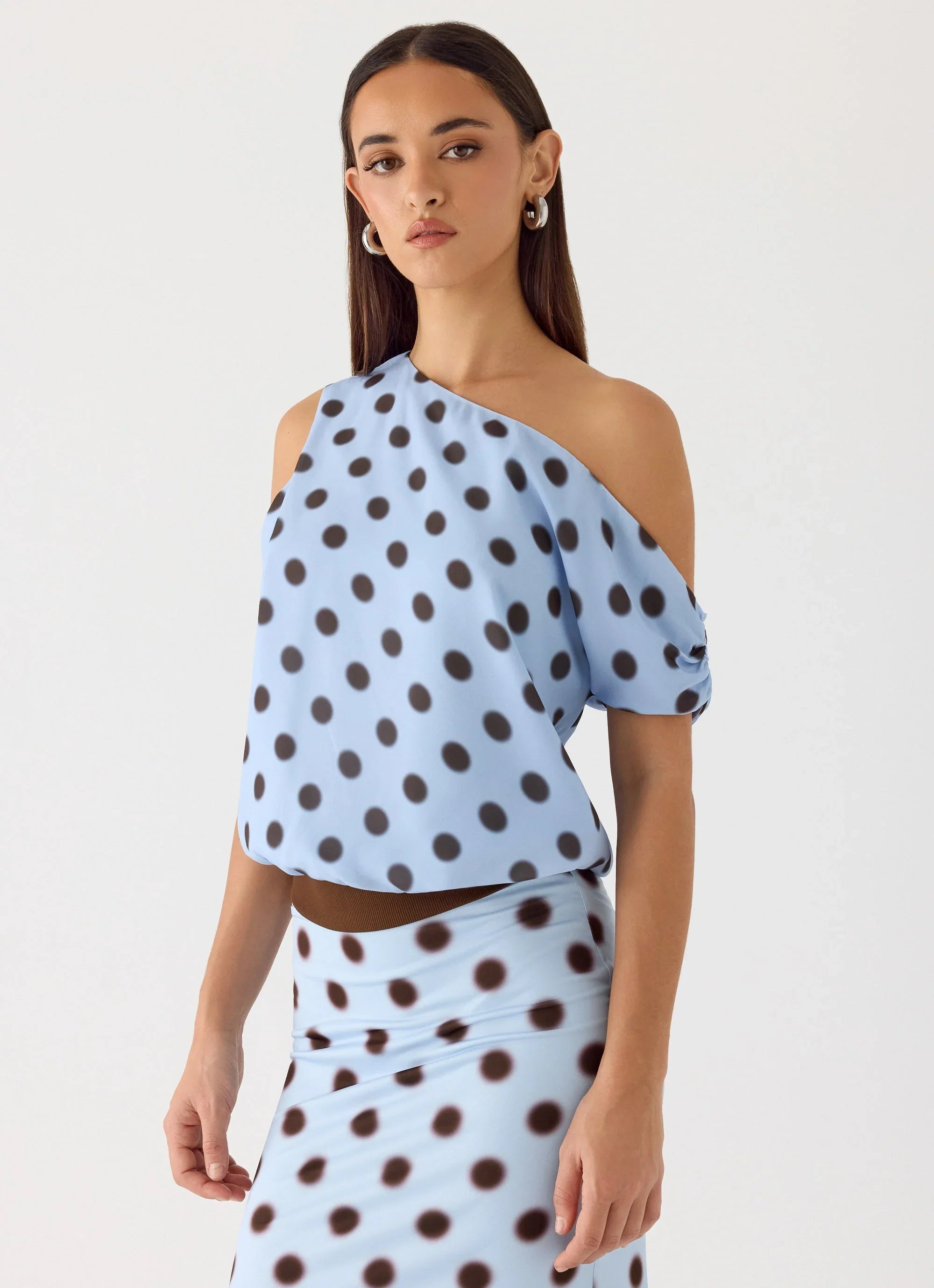 Stick Around Top - Blue Mocha Dot
