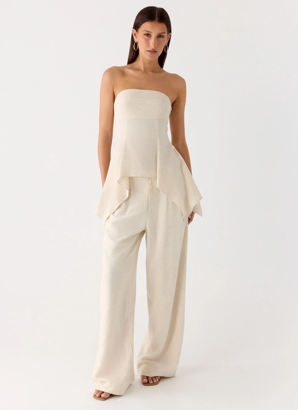 Rossi Hanky Hem Linen Top - Oatmeal
