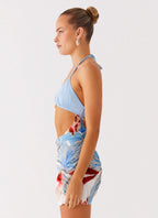 Acapulco Shell Mini Dress - Deep Sea Bloom