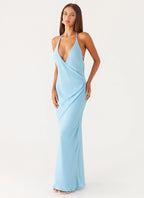 Just A Kiss Cowl Maxi Dress - Turquoise