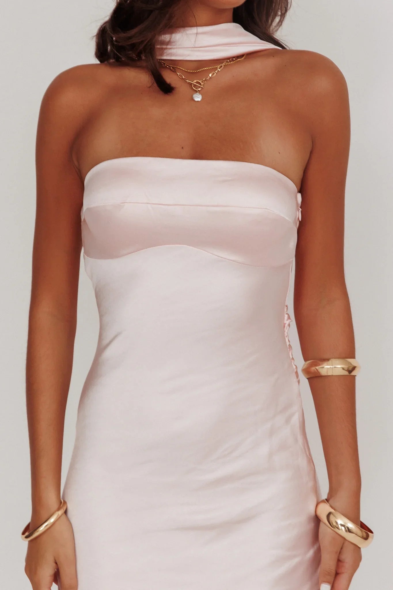 Damsel Reverse Halter Maxi Dress Blush