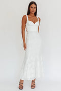Autumn Moon Strappy Back Maxi Dress Textured White