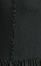 Cortez Maxi Dress - Square Neck Button Down Dropped Waist Dress in Black