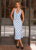Bahama Low Rise Midi Skirt - Blue Mocha Dot