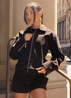 Austina Faux Suede Boxy Jacket - Chocolate