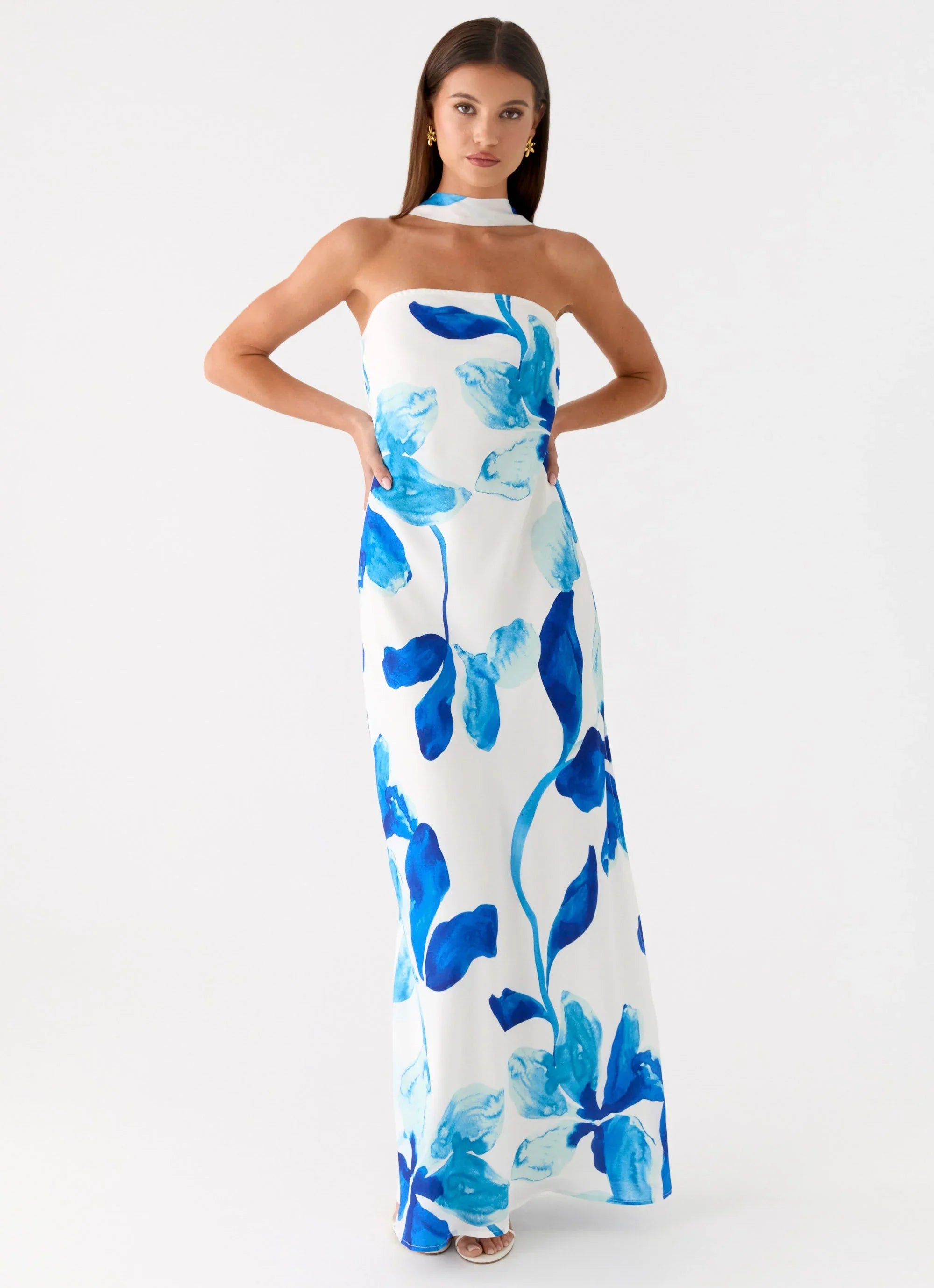Ashelle Chiffon Maxi Dress - Cerulean Bloom