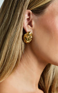 Celia Earrings - Oval Textured Earrings in Gold