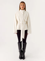 City Light Tie Waist Trench Jacket - Ivory