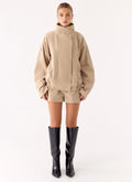 Marlow Faux Suede Jacket - Cream