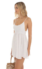 Dress in White with Gold Dots