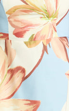 Robyn Mini Dress - Square Neck Halter Neck Faux Wrap Dress in Retro Flower Border Print
