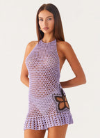 Henley Crochet Mini Dress - Lavender