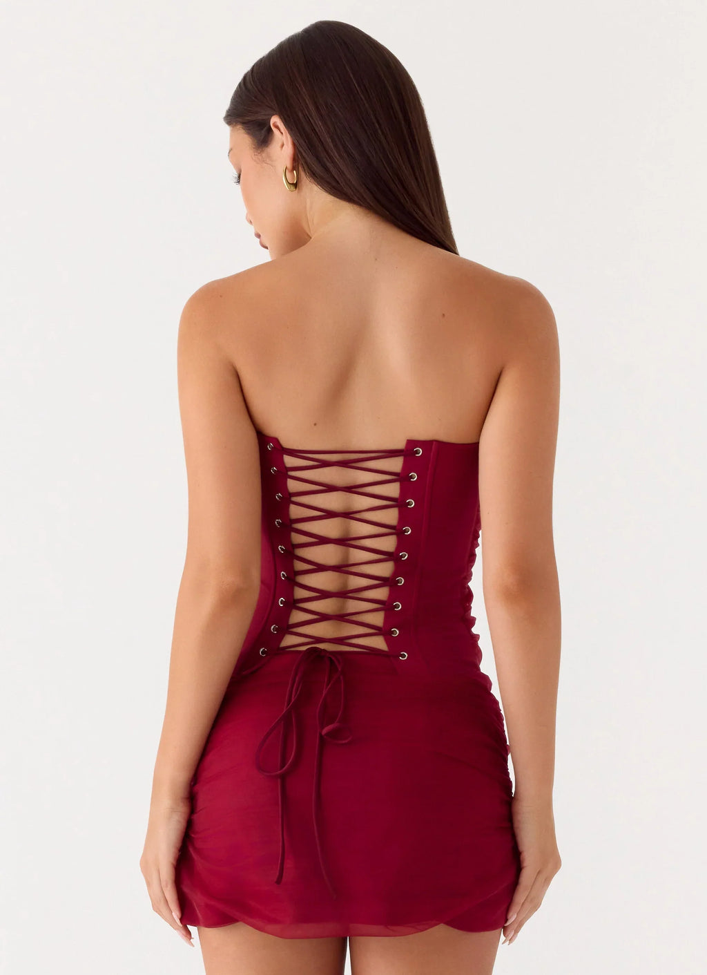 Atenea Organza Mini Skirt - Deep Red
